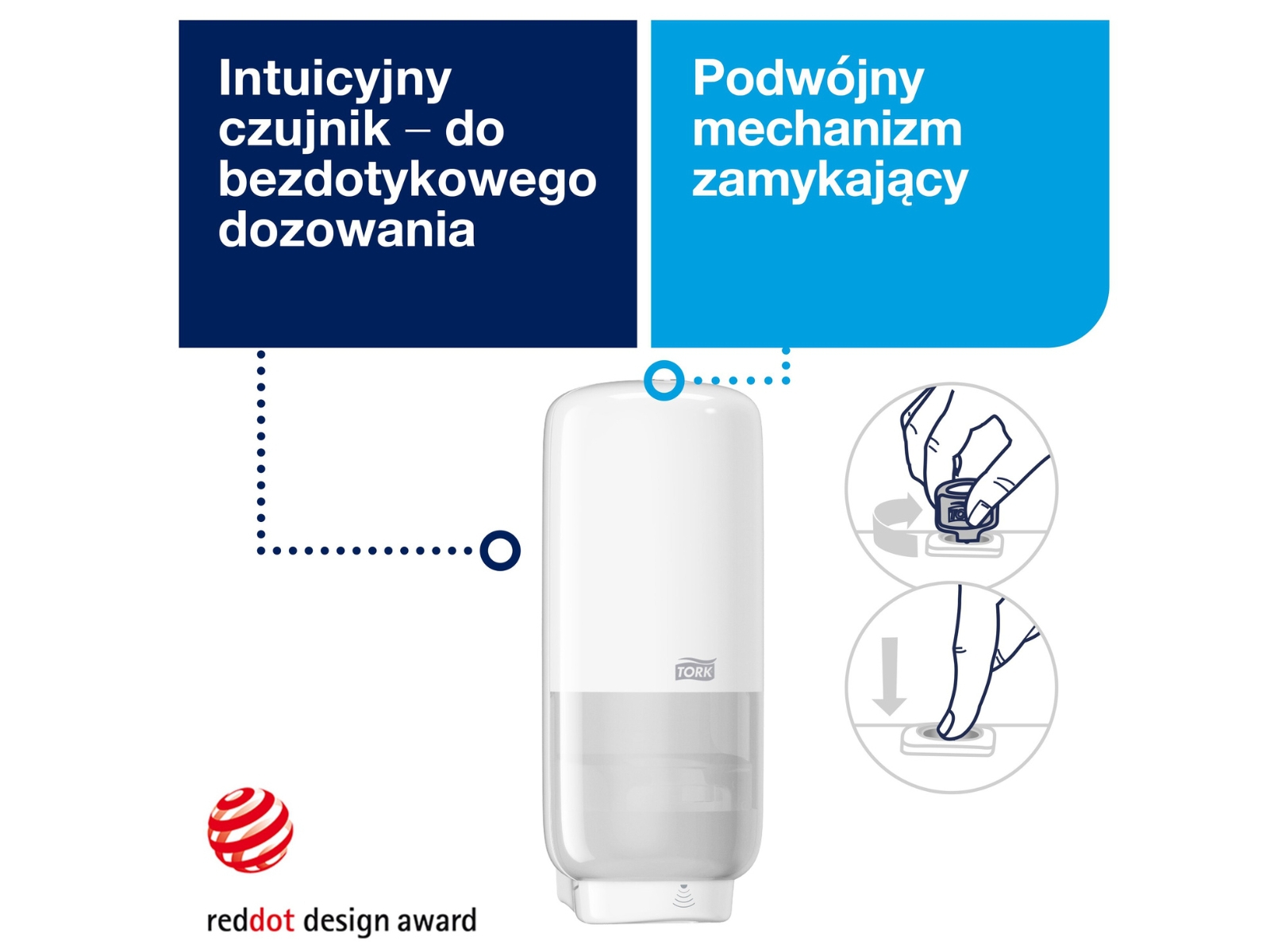 Dozownik pianki S4 TORK 561600 Bezdotykowy do mydła i dezyfekcji Biały